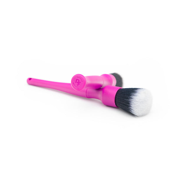 Detail Factory Synthetic Brush Pink Short and Long Handle 2 Pack Close up